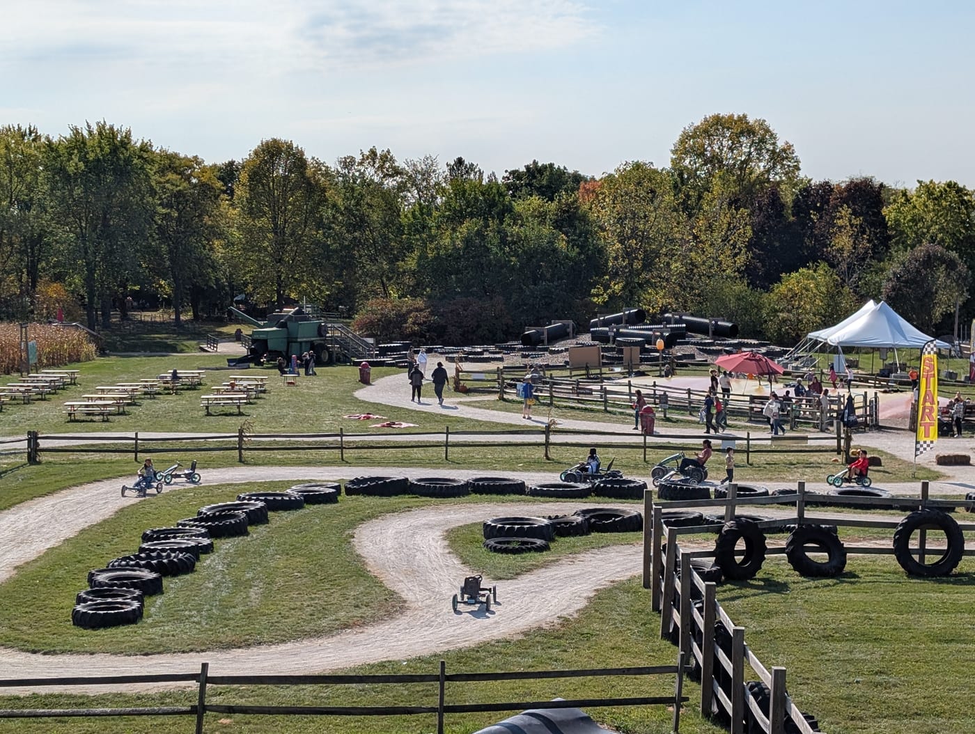 Families at the activity park during Pumpkin Daze at Abbey Farms