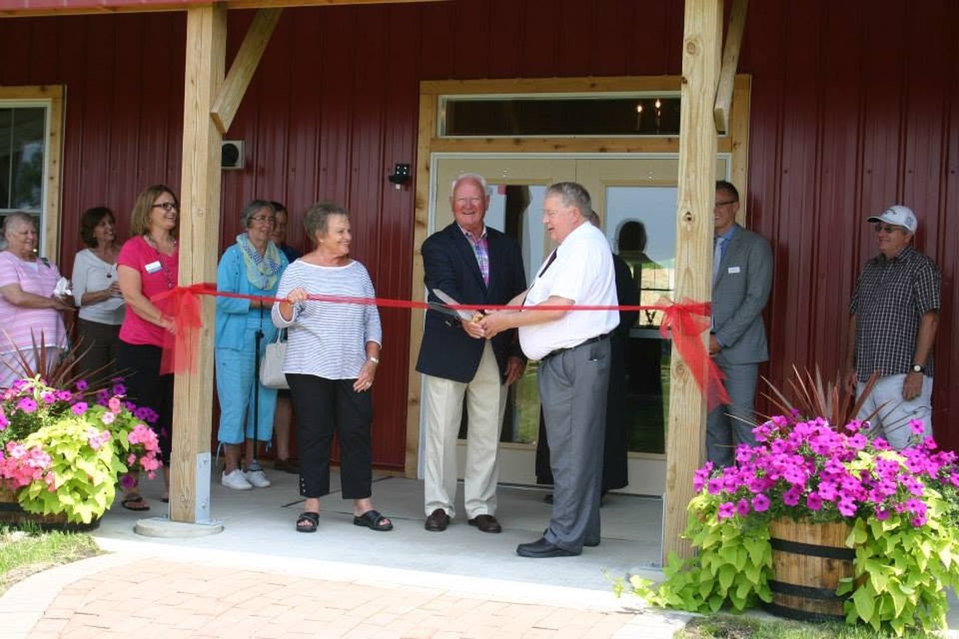 The ribbon-cutting ceremony at the dedication of the Nagel Emporium, July 26, 2014